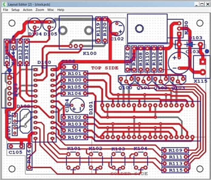 A PCB layout drawn with CometCAD