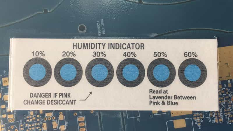 Humidity indicator on PCB package