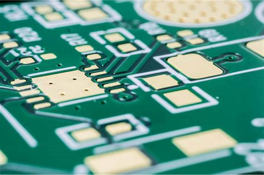 Partial close-up of double-sided circuit board