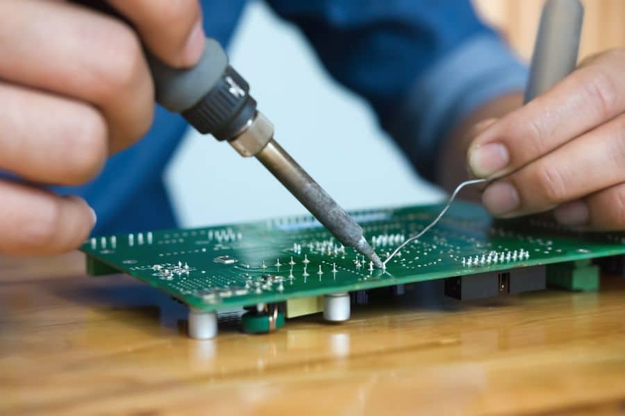 Soldering a through-hole component on a PCB