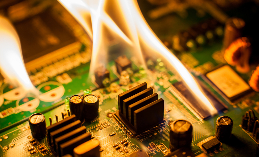 The Burning printed circuit board