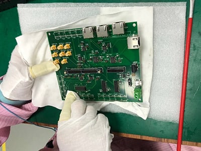 Wipe with a clean dust-free cloth to clean the assembled PCB