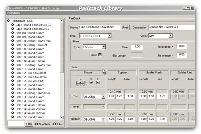 ZentPCB Padstack Library